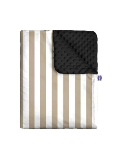 Pasy beżowe - Zestaw - Kocyk Minky + Poduszka Minky - dowolny rozmiar