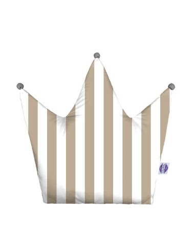 Pasy beżowe - Poduszka Dekoracyjna Bawełniana Korona 48x42 cm