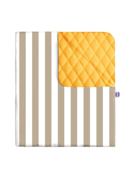 Pasy beżowe - Narzuta velvet + bawełna - dowolny rozmiar