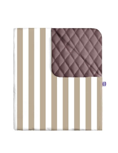 Pasy beżowe - Narzuta velvet + bawełna - dowolny rozmiar