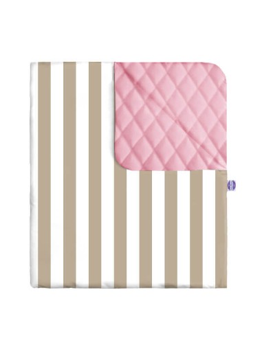 Pasy beżowe - Narzuta velvet + bawełna - dowolny rozmiar