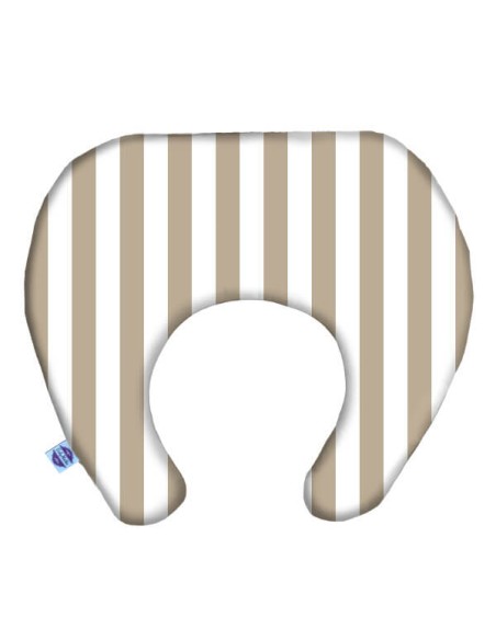 Pasy beżowe - Poduszka Podróżna Rogal 44x36 cm (+5 LAT) bawełna + minky