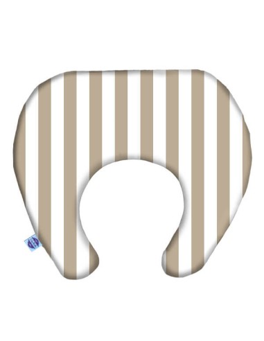 Pasy beżowe - Poduszka Podróżna Mały Rogal 33x26 cm (1-4 LAT) bawełna + minky