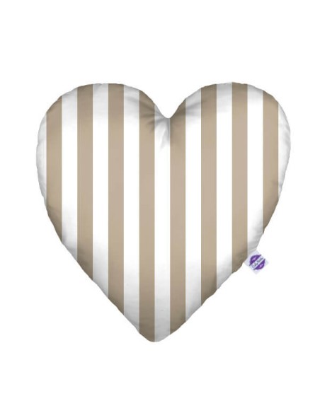 Pasy beżowe - Poduszka Dekoracyjna Bawełniana Serce 48x48 cm