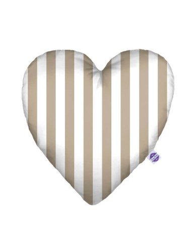 Pasy beżowe - Poduszka Dekoracyjna Bawełna + Minky Serce 48x48 cm